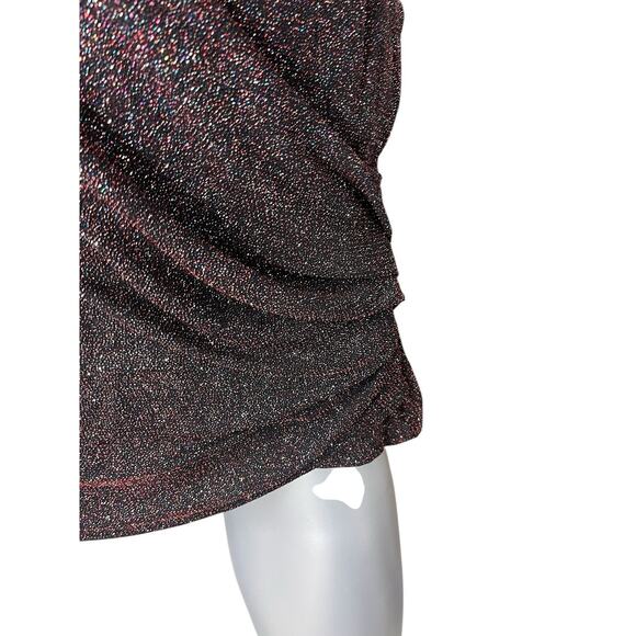 MANGO MNG Glitter Ruched Cami Red Faux Wrap Top Size Large Glam Y2k NEW NYE - Picture 3 of 7